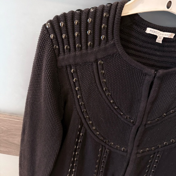 Rebecca Minkoff Studded Black Cropped Cardigan - Picture 3 of 6